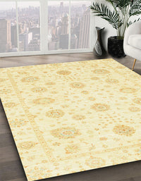 Abstract Mustard Yellow Oriental Rug, abs3483