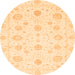 Round Machine Washable Oriental Orange Traditional Area Rugs, wshabs3483org