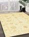 Abstract Mustard Yellow Oriental Rug in Family Room, abs3483