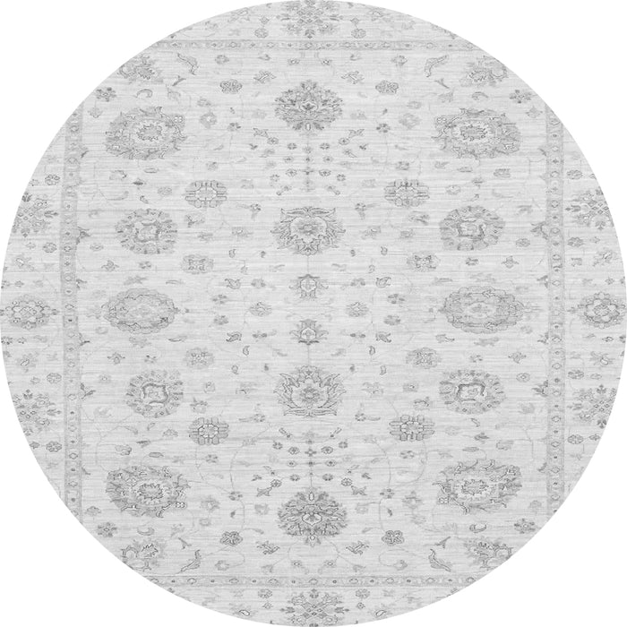 Round Machine Washable Oriental Gray Traditional Rug, wshabs3483gry
