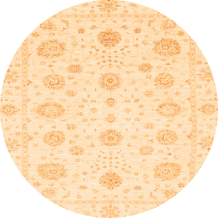 Round Oriental Orange Traditional Rug, abs3483org
