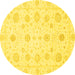 Round Oriental Yellow Traditional Rug, abs3483yw