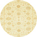 Round Abstract Mustard Yellow Oriental Rug, abs3483