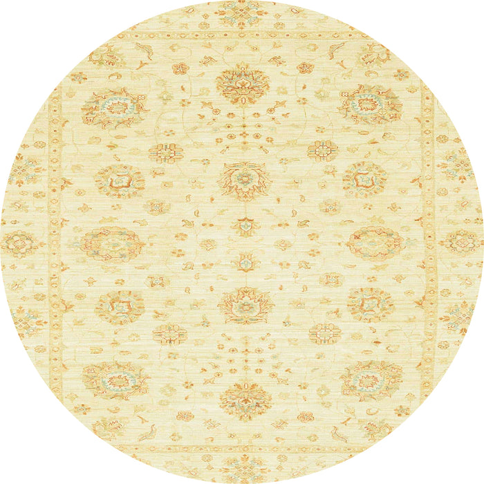 Round Machine Washable Abstract Mustard Yellow Rug, wshabs3483