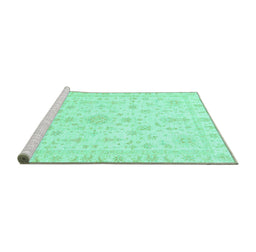 Sideview of Machine Washable Oriental Turquoise Traditional Area Rugs, wshabs3484turq
