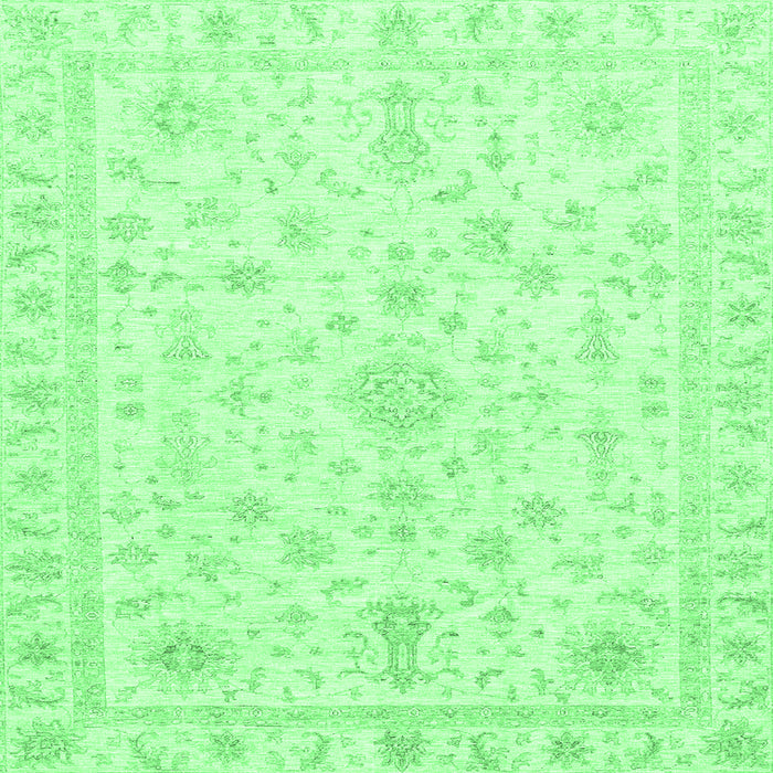 Square Machine Washable Oriental Emerald Green Traditional Area Rugs, wshabs3484emgrn