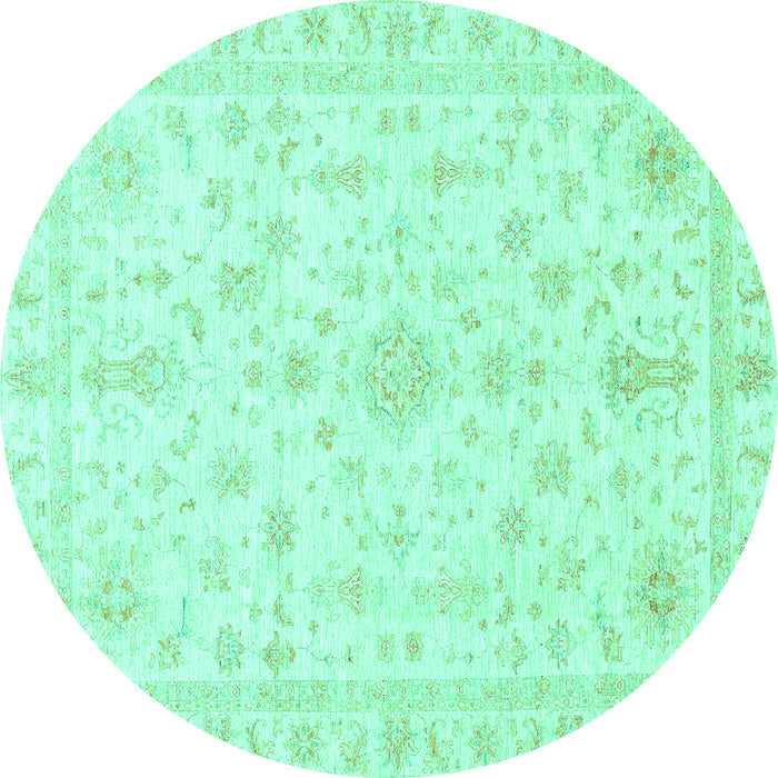 Round Oriental Turquoise Traditional Rug, abs3484turq