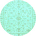 Round Oriental Light Blue Traditional Rug, abs3484lblu