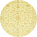 Round Machine Washable Abstract Yellow Rug, wshabs3484