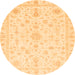 Round Machine Washable Oriental Orange Traditional Area Rugs, wshabs3484org