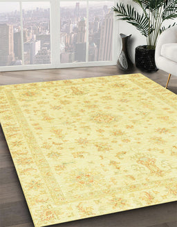 Machine Washable Abstract Yellow Rug in a Family Room, wshabs3484