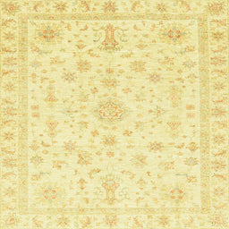 Square Machine Washable Abstract Yellow Rug, wshabs3484