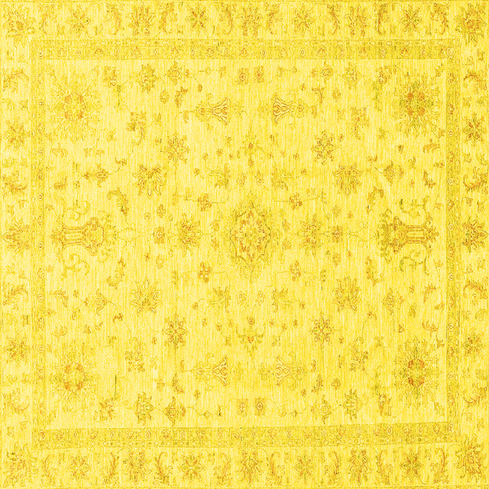Square Machine Washable Oriental Yellow Traditional Rug, wshabs3484yw