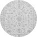 Round Machine Washable Oriental Gray Traditional Rug, wshabs3484gry