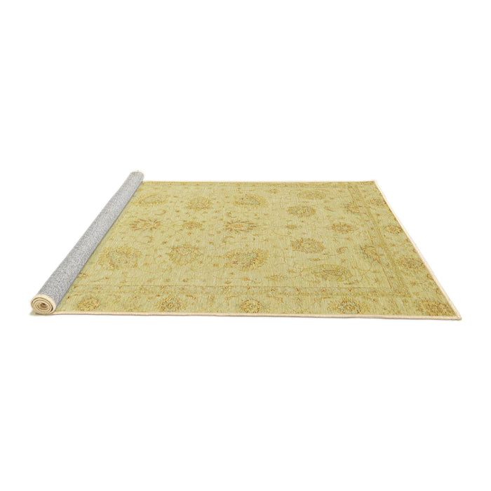 Sideview of Machine Washable Abstract Mustard Yellow Rug, wshabs3485