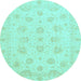 Round Oriental Light Blue Traditional Rug, abs3485lblu