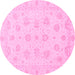 Round Oriental Pink Traditional Rug, abs3485pnk