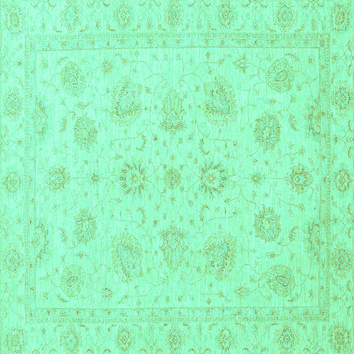 Square Machine Washable Oriental Turquoise Traditional Area Rugs, wshabs3485turq