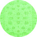 Round Oriental Green Traditional Rug, abs3485grn