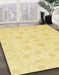 Abstract Mustard Yellow Oriental Rug in Family Room, abs3485