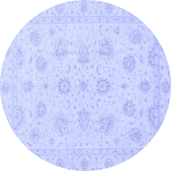Round Machine Washable Oriental Blue Traditional Rug, wshabs3485blu