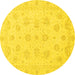 Round Machine Washable Oriental Yellow Traditional Rug, wshabs3485yw