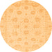 Round Oriental Orange Traditional Rug, abs3485org