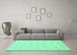 Machine Washable Oriental Turquoise Traditional Area Rugs in a Living Room,, wshabs3485turq