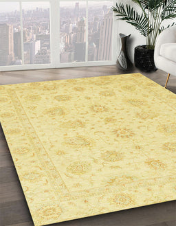 Machine Washable Abstract Mustard Yellow Rug in a Family Room, wshabs3485