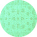 Round Oriental Turquoise Traditional Rug, abs3485turq