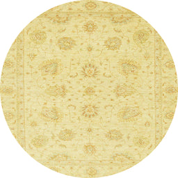 Round Machine Washable Abstract Mustard Yellow Rug, wshabs3485