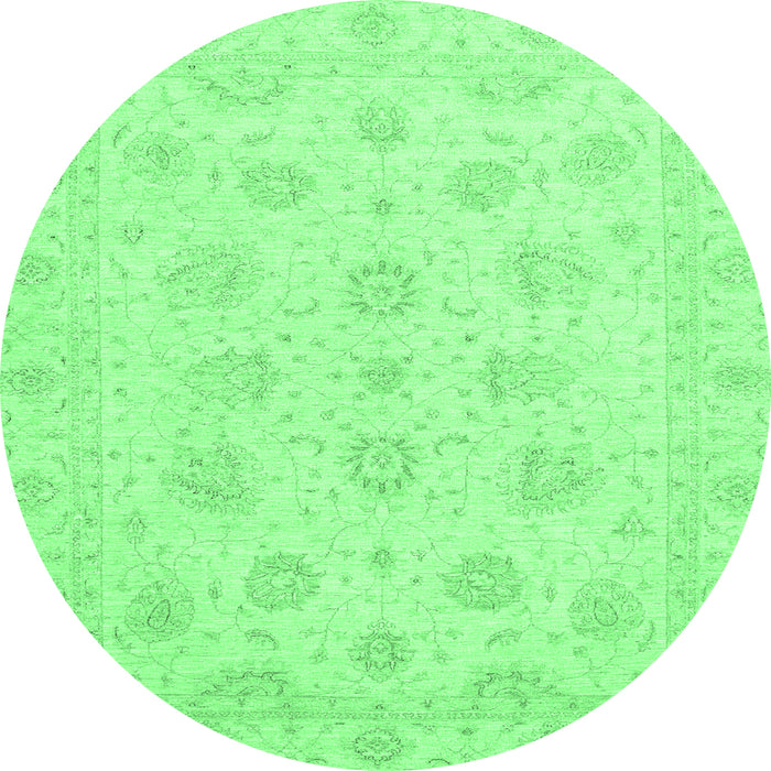 Round Oriental Emerald Green Traditional Rug, abs3485emgrn