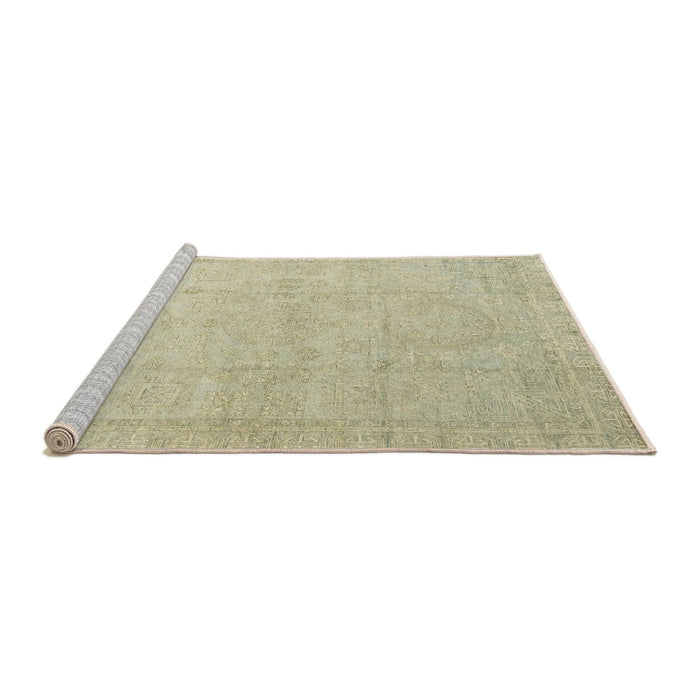 Sideview of Machine Washable Abstract Dark Khaki Green Rug, wshabs3486
