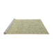 Sideview of Machine Washable Abstract Dark Khaki Green Rug, wshabs3486