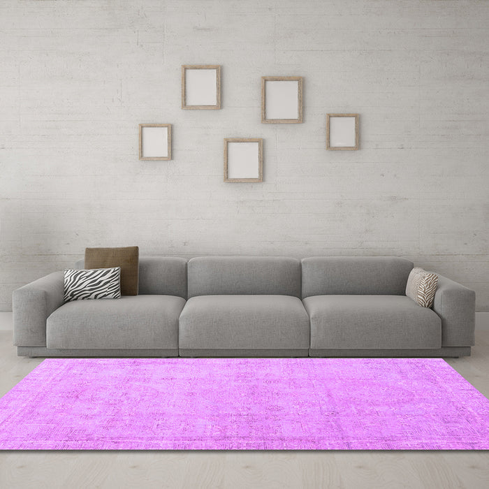 Machine Washable Abstract Purple Modern Area Rugs in a Living Room, wshabs3486pur