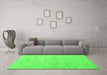 Machine Washable Abstract Green Modern Area Rugs in a Living Room,, wshabs3486grn