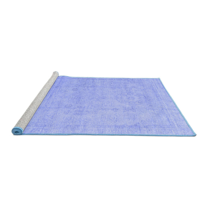 Sideview of Machine Washable Abstract Blue Modern Rug, wshabs3486blu