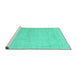 Sideview of Machine Washable Abstract Turquoise Modern Area Rugs, wshabs3486turq