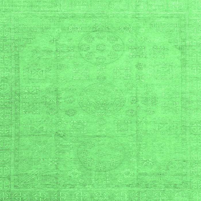 Square Machine Washable Abstract Emerald Green Modern Area Rugs, wshabs3486emgrn