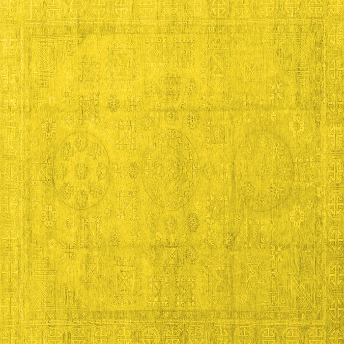 Square Abstract Yellow Modern Rug, abs3486yw