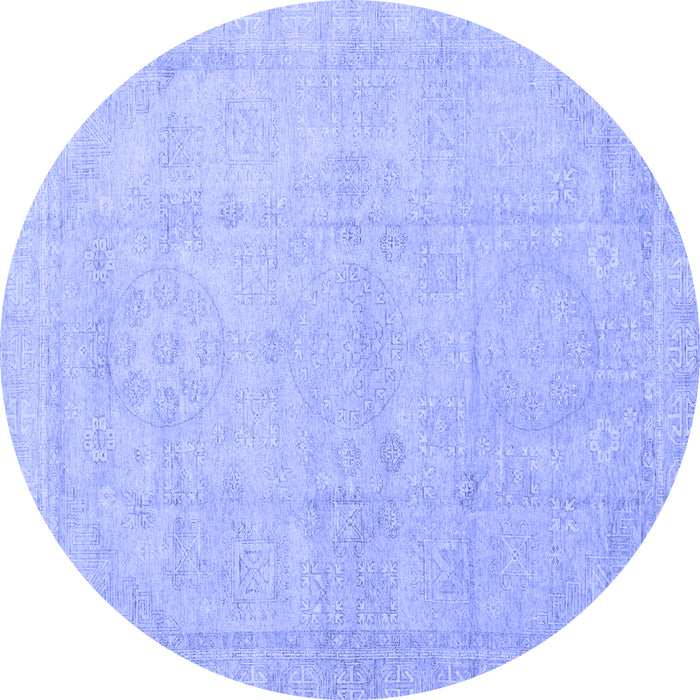 Round Machine Washable Abstract Blue Modern Rug, wshabs3486blu