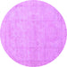 Round Machine Washable Abstract Purple Modern Area Rugs, wshabs3486pur