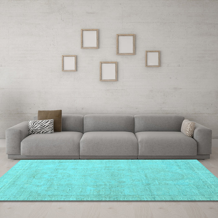 Machine Washable Abstract Light Blue Modern Rug in a Living Room, wshabs3486lblu
