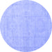 Round Abstract Blue Modern Rug, abs3486blu