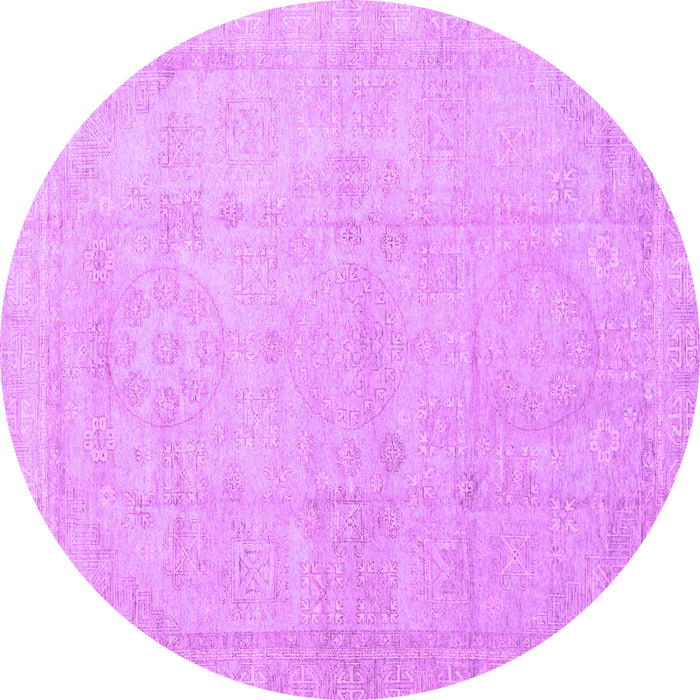 Round Abstract Purple Modern Rug, abs3486pur