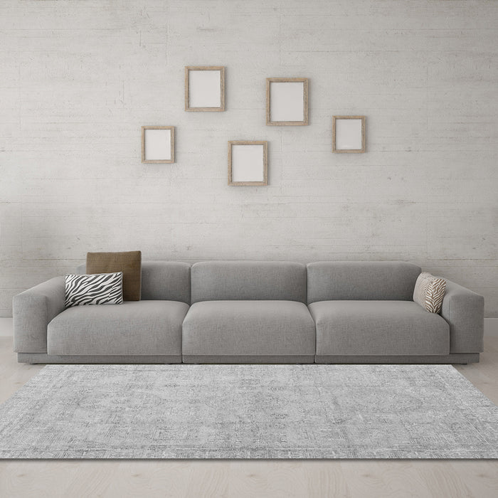 Machine Washable Abstract Gray Modern Rug in a Living Room,, wshabs3486gry