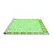 Sideview of Machine Washable Abstract Green Modern Area Rugs, wshabs3487grn