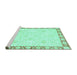 Sideview of Machine Washable Abstract Turquoise Modern Area Rugs, wshabs3487turq