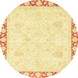 Round Machine Washable Abstract Orange Rug, wshabs3487