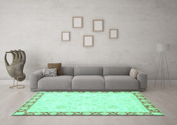 Machine Washable Abstract Turquoise Modern Area Rugs in a Living Room,, wshabs3487turq
